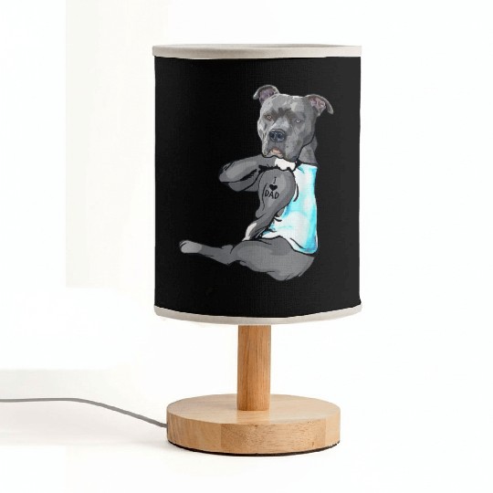Funny Dog Pitbull I Love Dad Tattoo Fabric Lamps