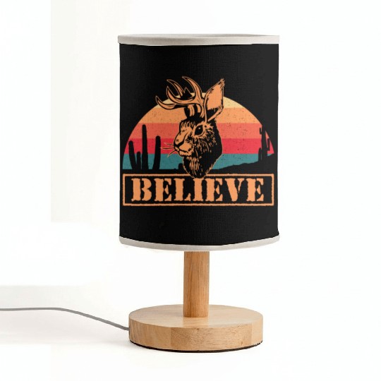 Believe in Jackalope Mythical Animal Jackrabbit Fabric Lamps