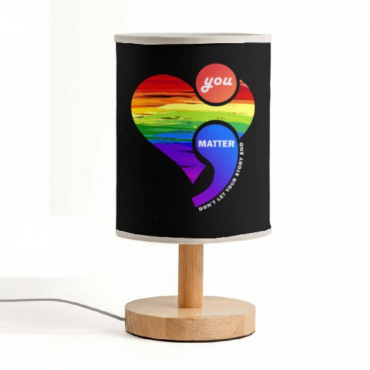Rainbow Heart Semicolon You Matter Fabric Lamps