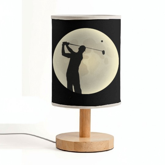 Golfer Silhouette Golf Golfer Moon Full Moon Fabric Lamps