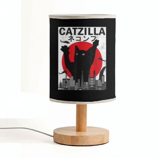 Vintage Catzilla Japanese Sunset Style Fabric Lamps