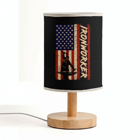 US Flag Ironworker Independence labor Day Fabric Lamps
