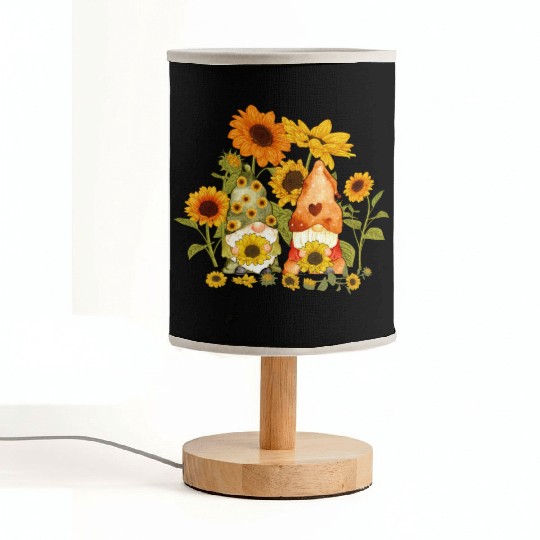 Sunflower Gnome For Hippies Gardener Autumn Floral Fabric Lamps
