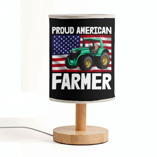 Proud American Farmer Tractor Fabric Lamps