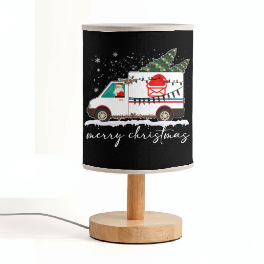 Christmas Postal Service Truck, Postal Worker Shir Fabric Lamps