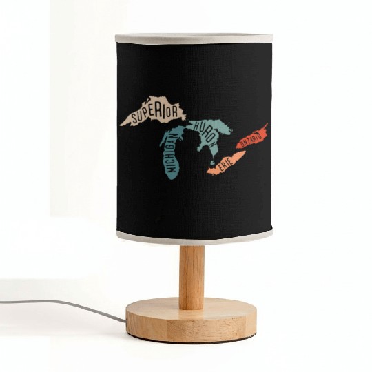 Great lakes USA, Michigan Lake Erie Lake Fabric Lamps