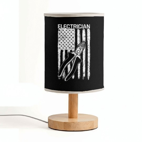 Vintage USA Flag Patriotic Electrician Lineman Fabric Lamps