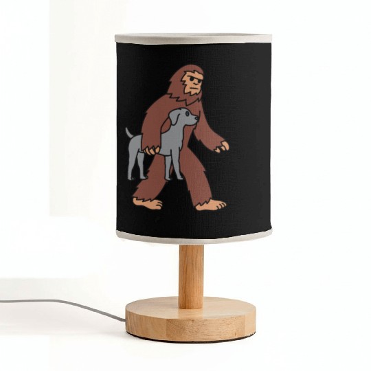 Bigfoot Sasquatch Carrying Weimaraner Fabric Lamps