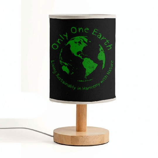 Only One Earth - dark green vintage design Fabric Lamps