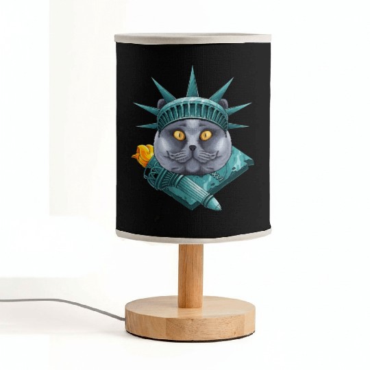 Statue Of Liberty British Shorthair 4th Of July US Fabric Lamps