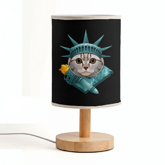 Statue Of Liberty Scottish Fold 4th Of July Cat US Fabric Lamps