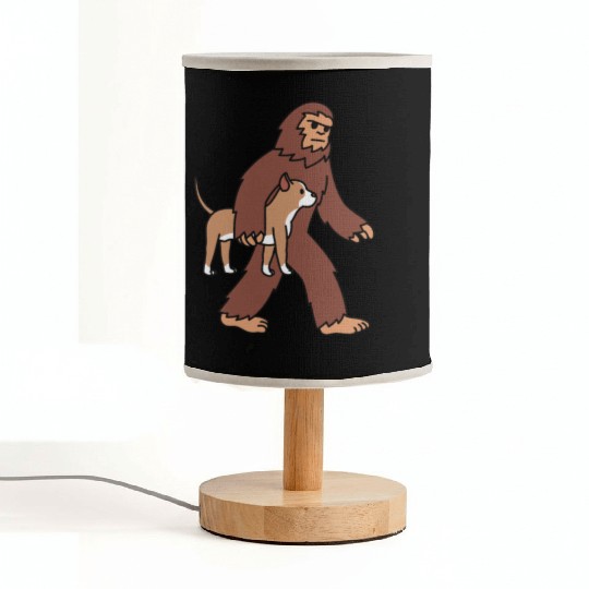 Bigfoot Sasquatch Walking Pit Bull Fabric Lamps