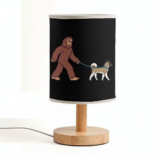 Bigfoot Sasquatch Walking Akita Fabric Lamps