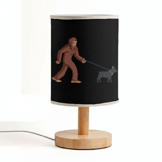 Bigfoot Sasquatch Walking French Bulldog Fabric Lamps