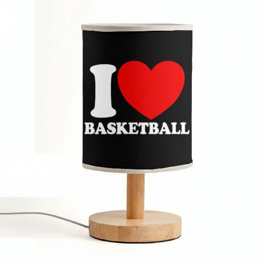 I Love Basketball Red Heart Hoop B-Ball Basketball Fabric Lamps