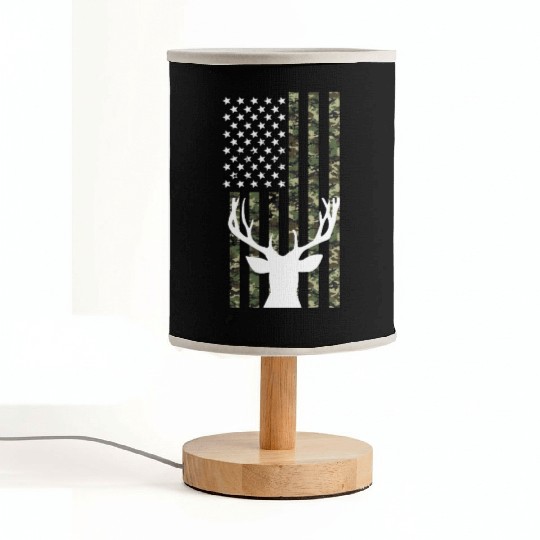 Hunting 4th of July USA Flag Camo Deer Hunter Fabric Lamps