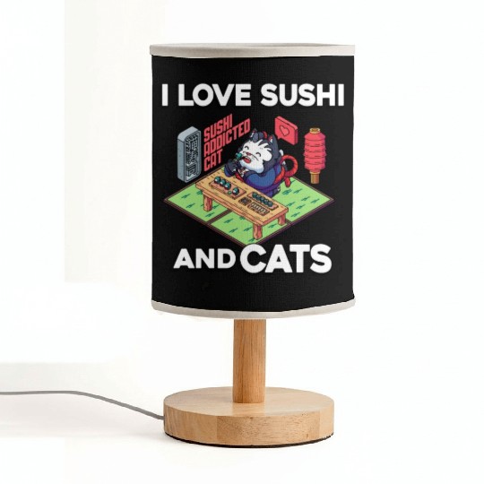 I Love Sushi And Cats, Sushi Lover, Japan, Fabric Lamps
