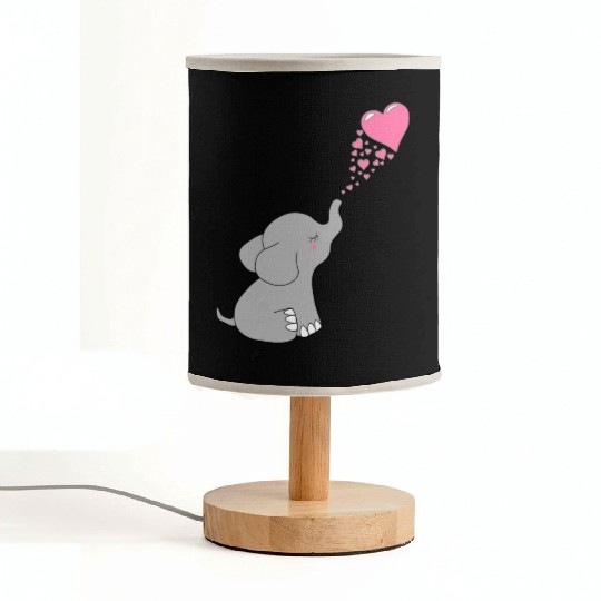 Grey Elephant with love Fabric Lamps