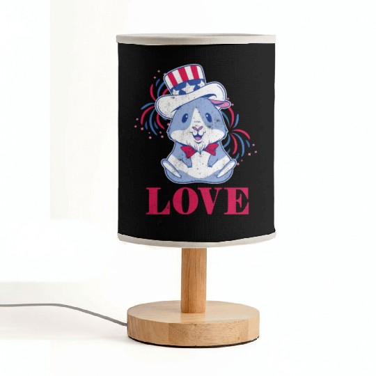 Love America American Pig Guinea USA 4th Of July Fabric Lamps