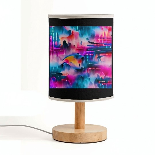 Abstract watercolor pattern in retro neon colors Fabric Lamps