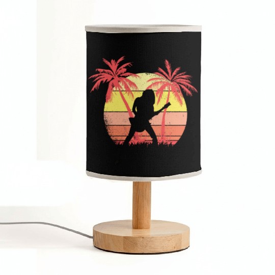 Guitar Rock Girl Summer Sunset 80s Palm Fabric Lamps