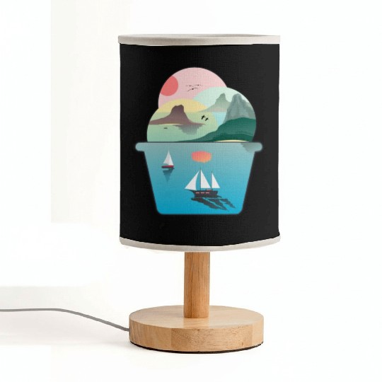 Summer Ice Cream Ocean Wanderlust Sailing Sunset Fabric Lamps