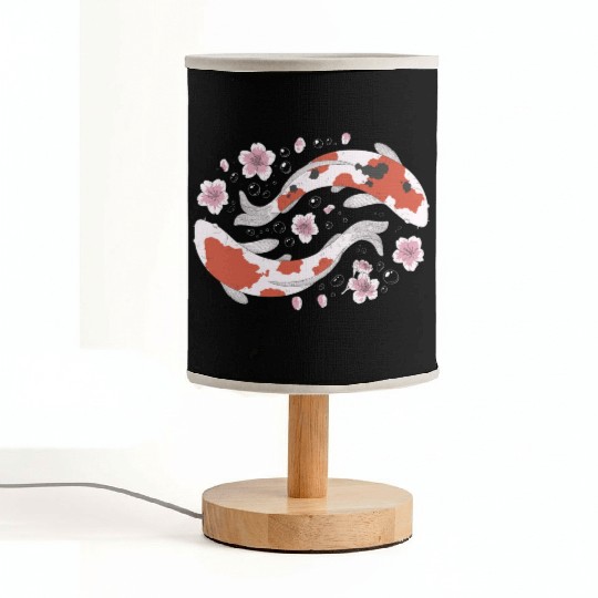 Japanese Koi Fish and Cherry Blossom Fabric Lamps