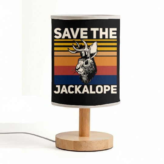 Save The Jackalope , Vintage Retro Camping Lover Fabric Lamps