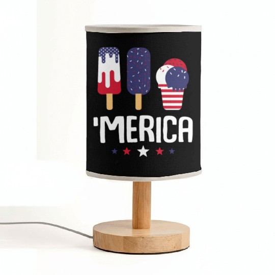 Merica Ice Cream Lover Popsicles US Flag Fabric Lamps