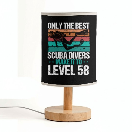 58 Scuba Diving Level 58 Year Diver Snorkeling Fabric Lamps