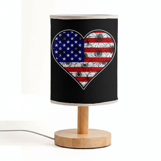 US Patriotic Heart with US FLAG 4th of july Fabric Lamps