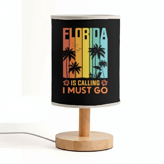 Florida Is Calling I Must Go Vintage Summer Beach Fabric Lamps