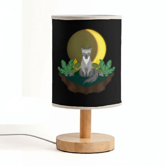 Grey Wolf in the Half Moon Fabric Lamps