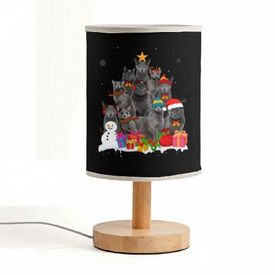 Funny Russian Blue Christmas Tree Pet Cat Lover Fabric Lamps