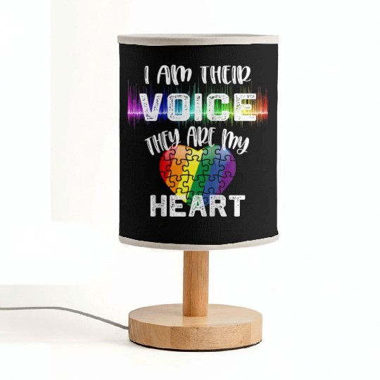 Autism Teacher I Am Their Voice They Are My Heart Fabric Lamps