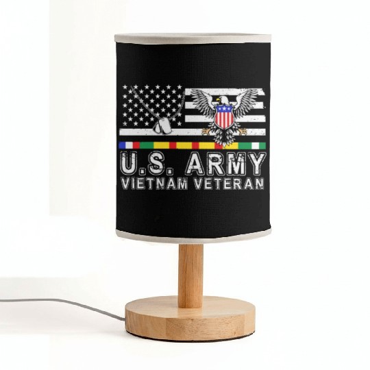 Vietnam Veteran Eagle US Flag Dog Tag Vintage Fabric Lamps