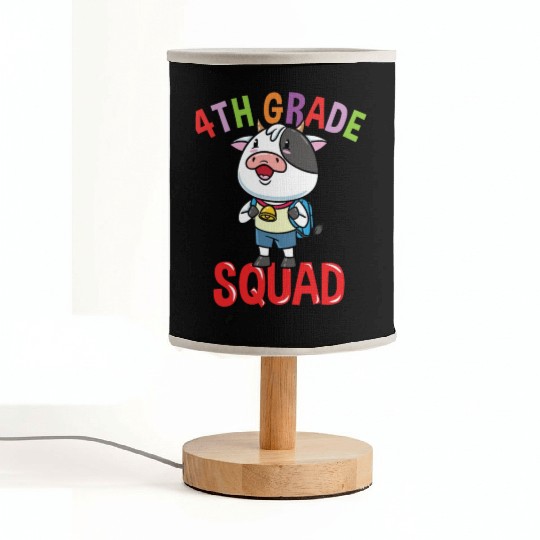 Cow Back To School 4th Grade Squad Fabric Lamps