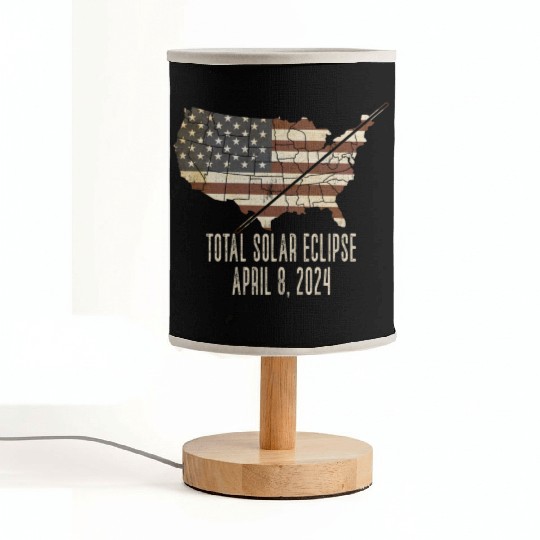 Total Solar Eclipse April 8 2024 Totality USA Map Fabric Lamps