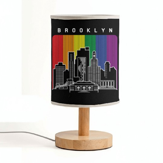 Brooklyn New York Skyline Rainbow Flag Fabric Lamps