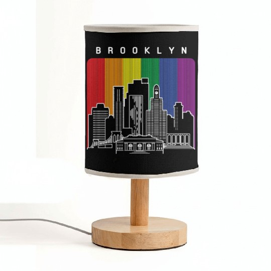 Brooklyn New York Skyline Rainbow Flag Fabric Lamps