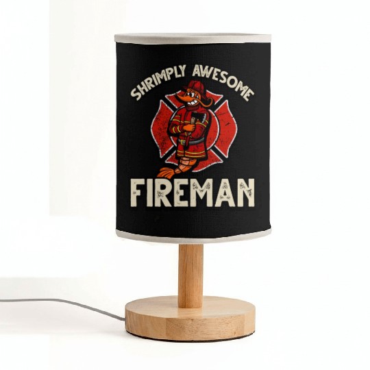 Funny Shrimp/Prawn Pun. Shrimply Awesome Fireman Fabric Lamps