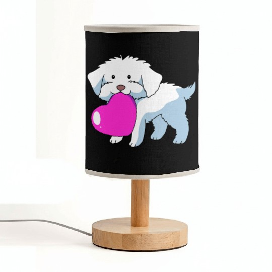 Womens Heart Dog Kawaii Cute Maltese Fabric Lamps
