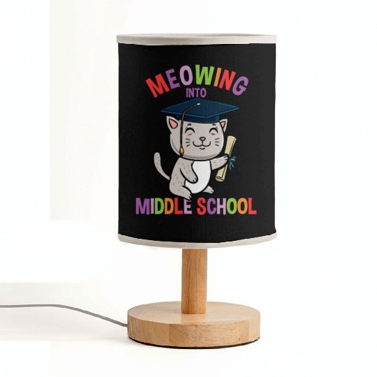 Moewing Into Middle School Cat Back To School Fabric Lamps