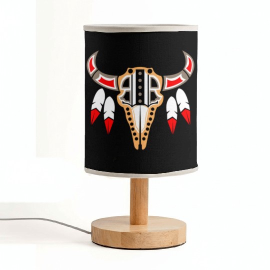 Native American Buffalo Skull for Tribal Art Lover Fabric Lamps