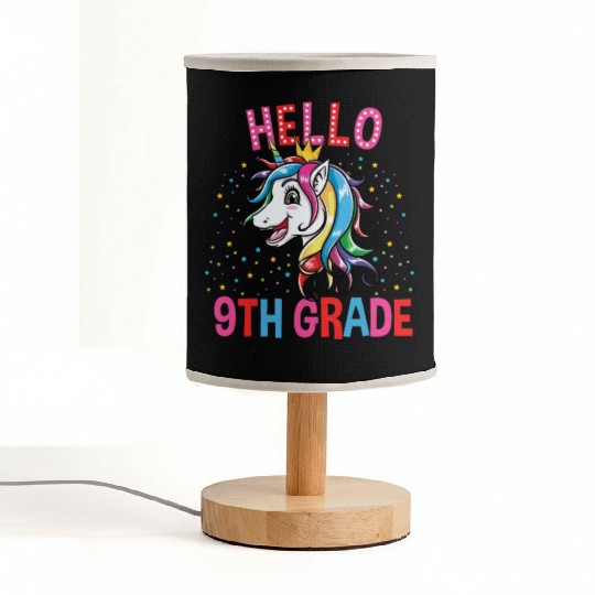 Cute Unicorn Hello 9th Grade Back To School Fabric Lamps