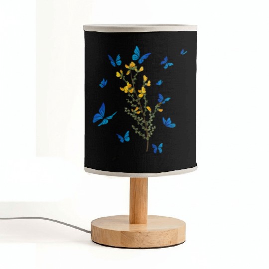 Blue Butterfly Wildflower Women Garden Flowers Fabric Lamps