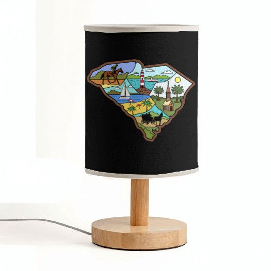 Vintage Charleston Columbia South Carolina Map Fabric Lamps