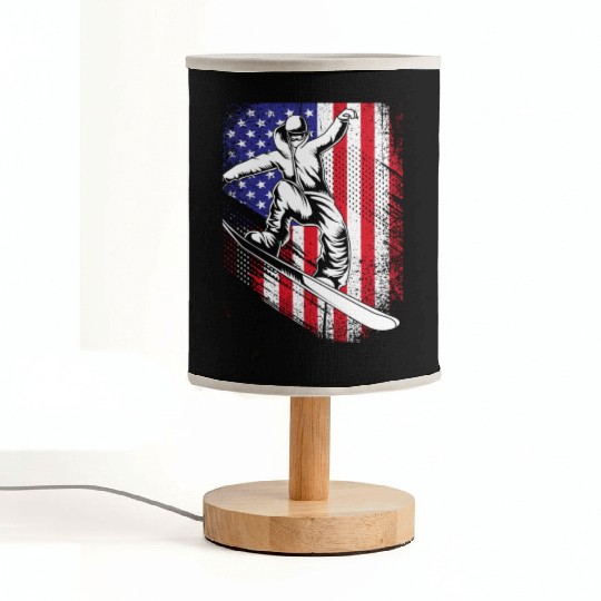 Patriotic Snowboarder American Flag Snowboarding Fabric Lamps