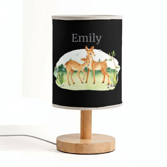 Forest Animal Deer Flowers Name Emily Fabric Lamps