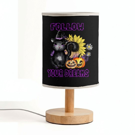 Follow Your Dreams - Black Cat Jack-O-Lantern Fabric Lamps
